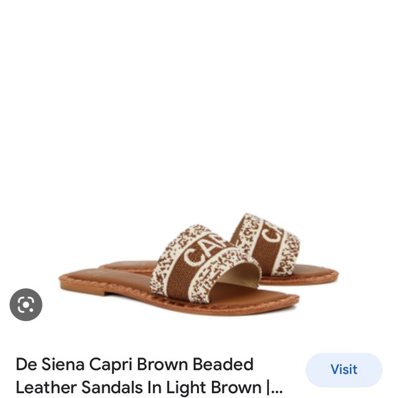 NWT DE SIENA CAPRI Designer Luxury Leather Glass Bead pool flats slides sandals - Picture 4 of 15